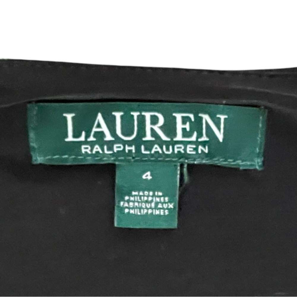 Lauren Ralph Lauren Floral-Print Midi Surplice Dress Black and White Sz: 4 NWT - Picture 11 of 15